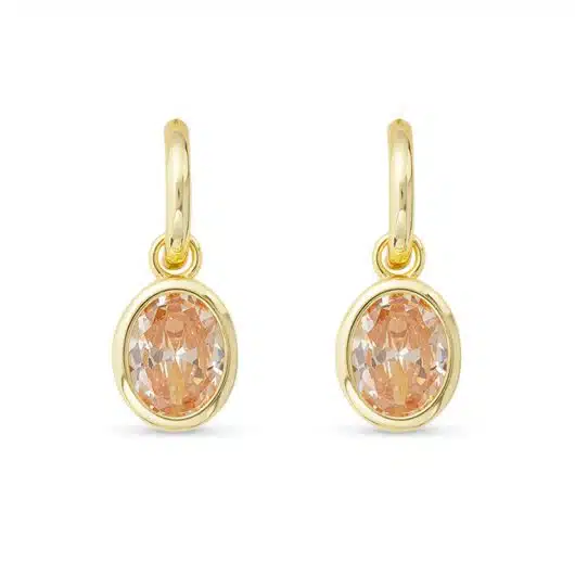 Gold Crystal Oval Earrings