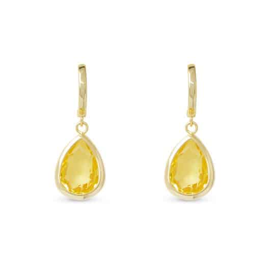 Gold Crystal Large Teardrop Earrings