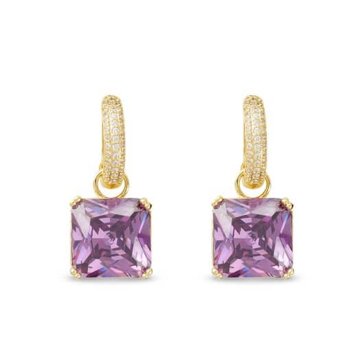 Gold CZ and Crystal Square Earrings