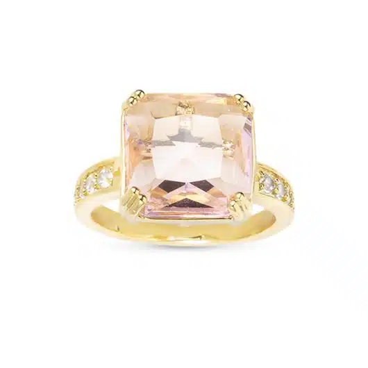 Gold CZ & Large Crystal Ring