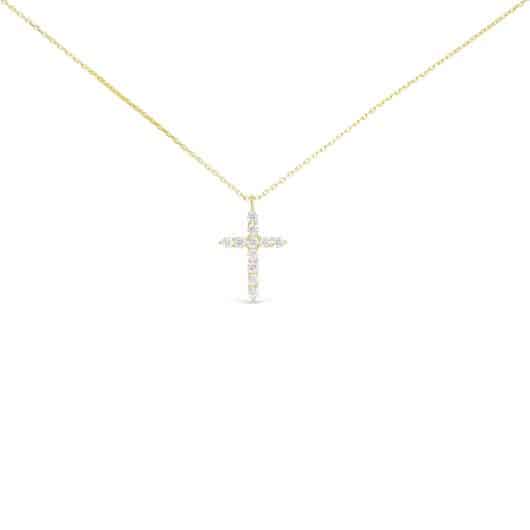 Gold CZ Medium Cross Necklace