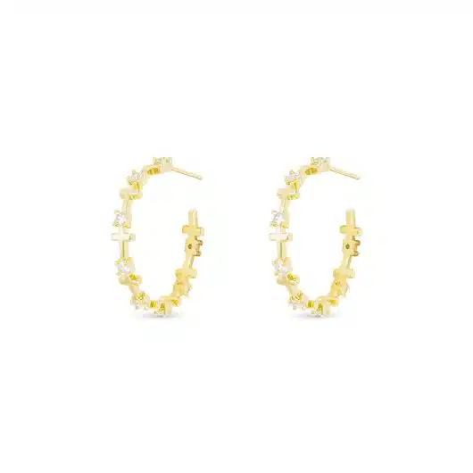 CZ Infinity Cross Hoop Earrings