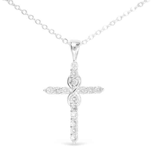 Silver CZ Infinity Cross Necklace