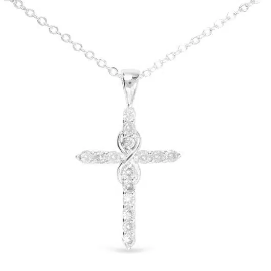 Silver CZ Infinity Cross Necklace