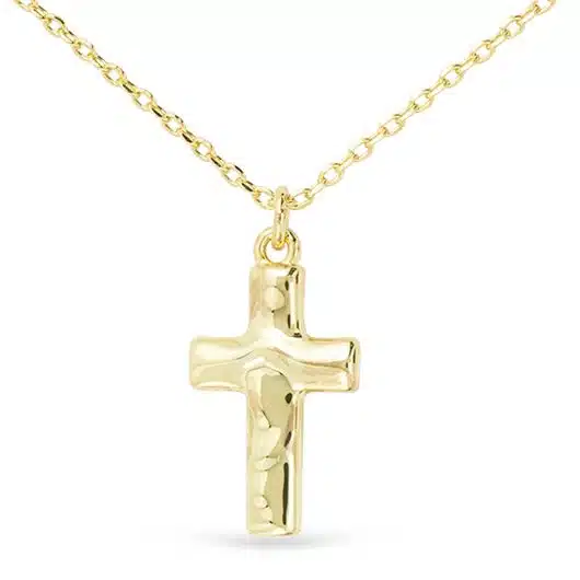Gold Hammered Cross Necklace