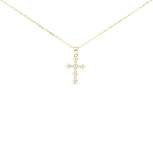 Gold CZ Timeless Cross Necklace