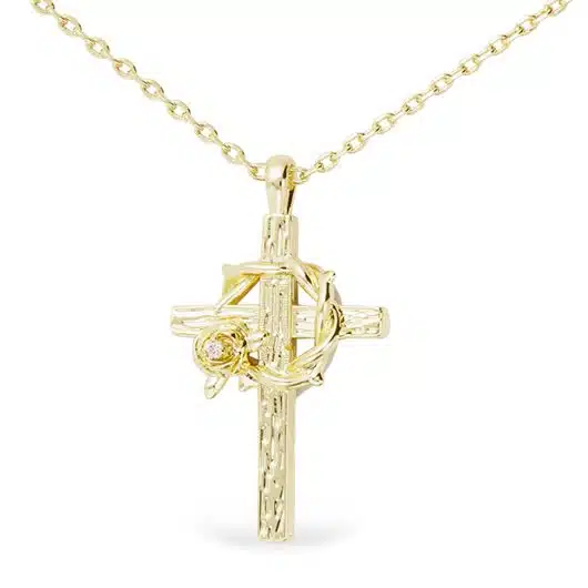 Gold Crown Cross Necklace