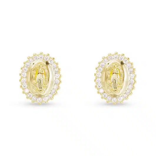 CZ Miraculous Medal Earrings