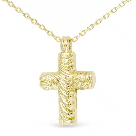 Gold Cable Small Cross Necklace