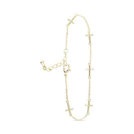 Gold Station Cross Bracelet