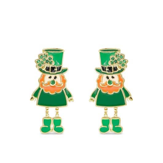 Gold CZ Leprechaun Earrings