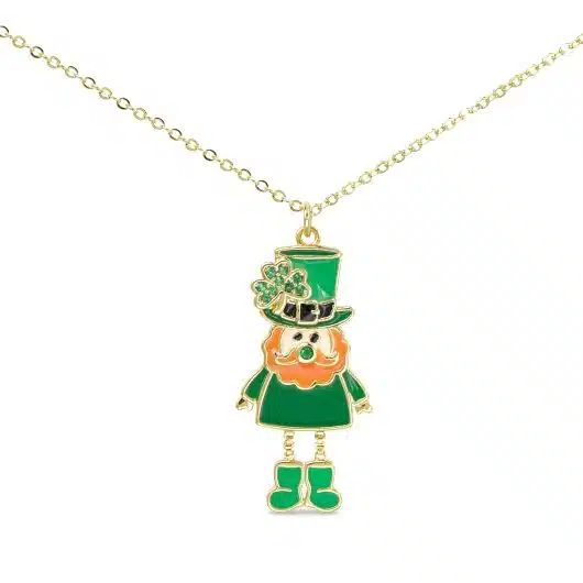 Gold CZ Leprechaun Necklace