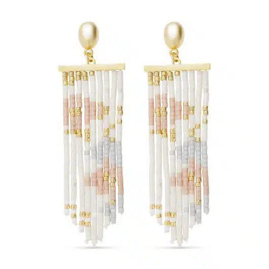 Gold Long Dangle Beaded Earrings