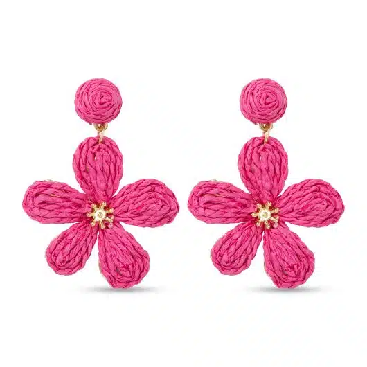Gold Raffia Flower Earrings