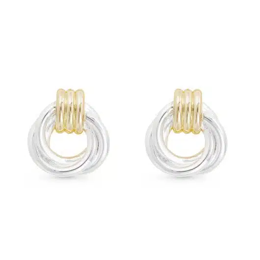 Gold and Silver Polished Twist Knot Earrings