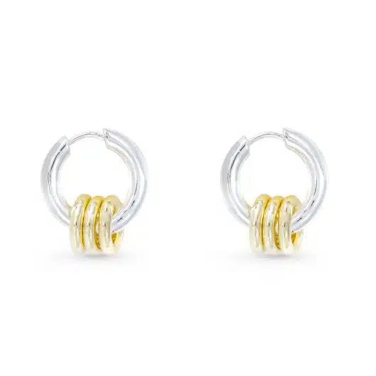Gold and Silver Polished Huggie Hoop Earrings