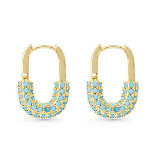 CZ Blue Stone Hoop Earrings