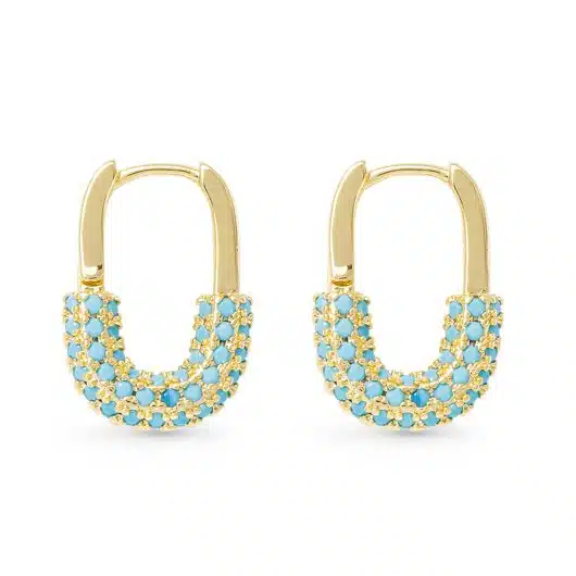 CZ Blue Stone Hoop Earrings