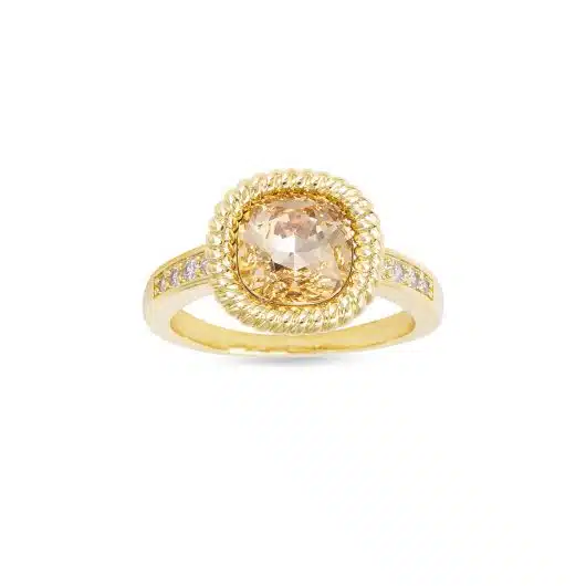 Gold CZ Amber Cable Ring