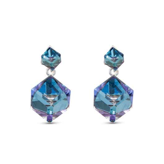 Blue CZ Square Drop Earrings