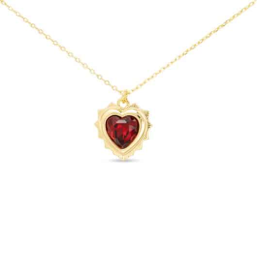 Gold Crystal Birthstone Heart Necklace