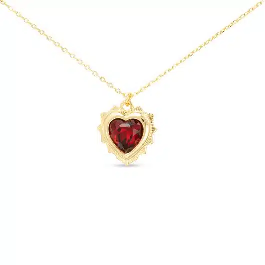 Gold Crystal Birthstone Heart Necklace