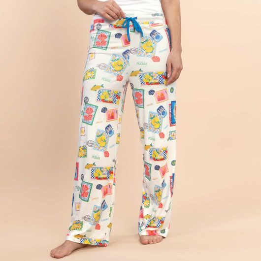La Dolce Vita Pajama Pants | White Italian Summer PJ Bottoms