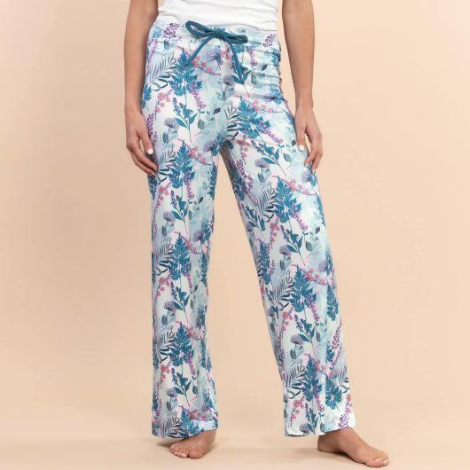 Forest Flowers Pajama Pants | Teal & Lavender Botanical PJs