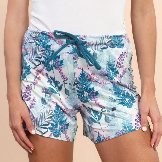 Forest Flowers Pajama Shorts | Teal & Lavender Botanical PJs