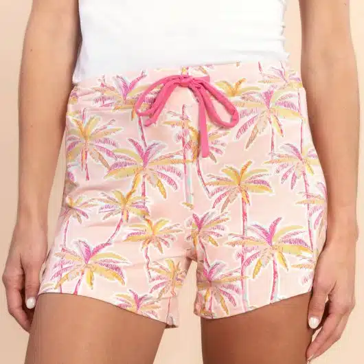 Pink Palm Pajama Shorts | Retro Summer Vacation PJ Bottoms