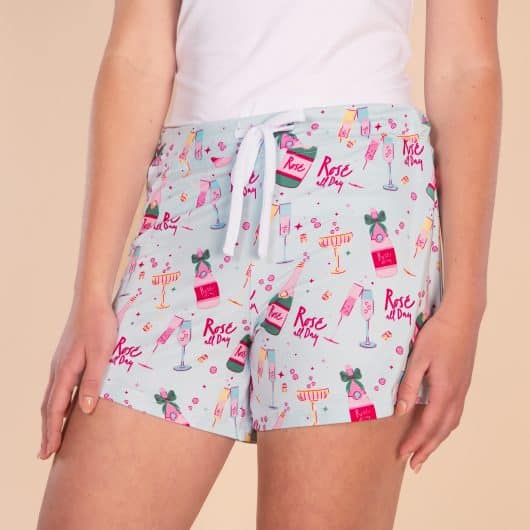Rosé All Day Pajama Shorts | Blue Blush Wine PJ Bottoms