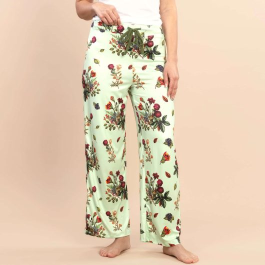 Secret Garden Pajama Pants | Soft Green Floral PJ Bottoms