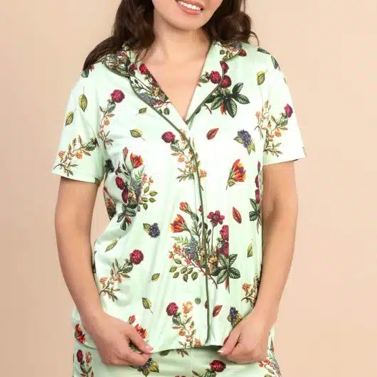 Secret Garden Pajama Top | Soft Green Floral PJs For Women