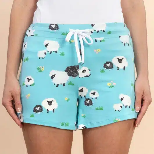 Sleepy Sheep Pajama Shorts | Soft Blue Bedtime PJ Bottoms