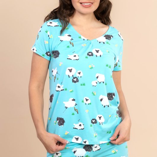 Sleepy Sheep Pajama Top | Soft Blue Bedtime PJs For Women