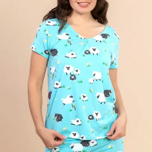 Sleepy Sheep Pajama Top | Soft Blue Bedtime PJs For Women