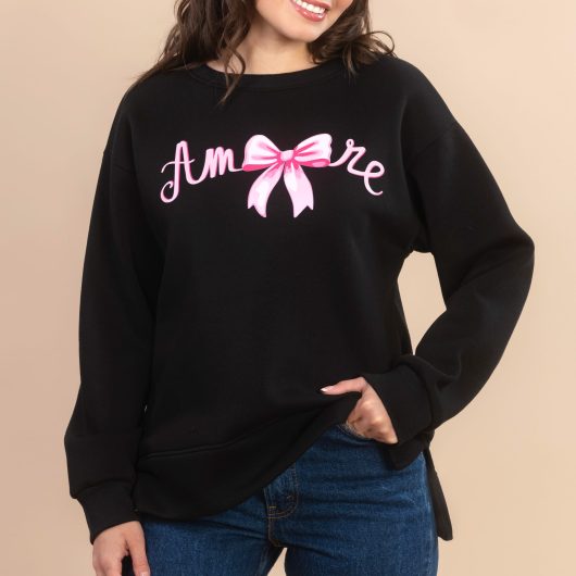 Amore Bow | Women's Black Valentine's Day Fleece
