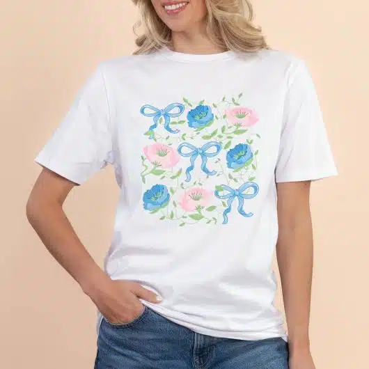 Bows & Blossoms | Women's White Short-Sleeve Everyday Tee