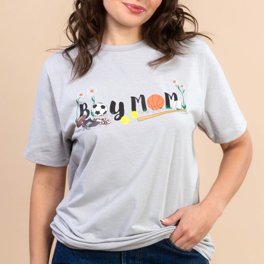 Boy Mom | Women's Grey Short-Sleeve Mother's Day Tee