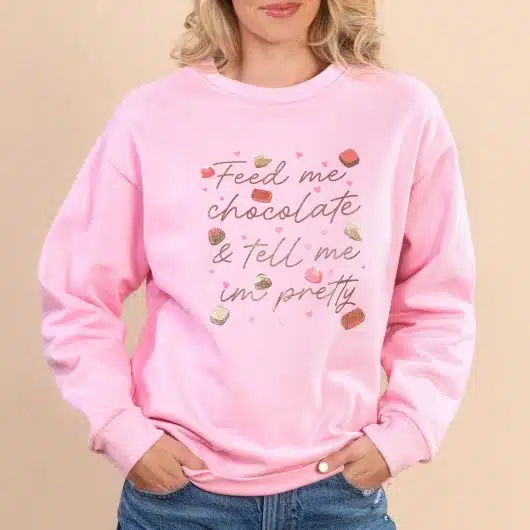 Feed Me Chocolate | Pale Pink Unisex Everyday Fleece