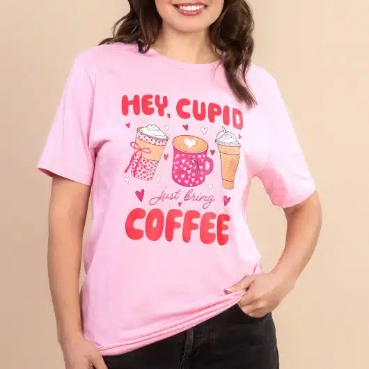Hey Cupid | Women's Pale Pink Valentine's Day Tee