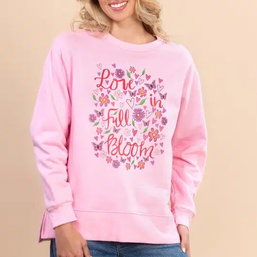 Love In Full Bloom | Pale Pink Unisex Valentine's Day Fleece