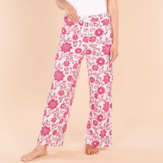 Tickled Pink Pajama Pants | Floral Paisley PJ Bottoms